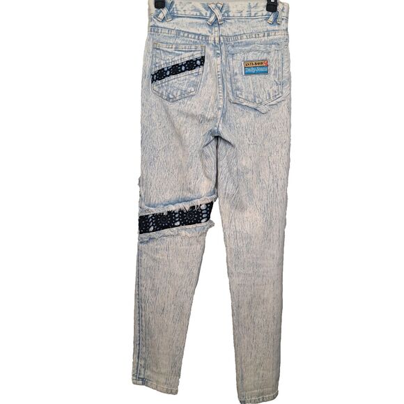Vintage 90s Anti-Basic X Daily Jeans Size 9/10 Acid Wash Distressed High Rise - Picture 2 of 16